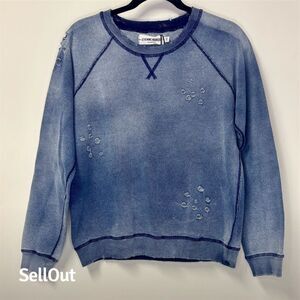 Etienne Marcel Women's Distressed Blue Crewneck Sweatshirt Size M NWT